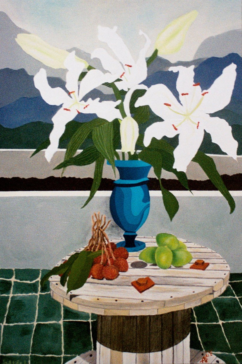 Lilie, limetka a liči, 2004, olej na plátně od Timothy Nathan Joel