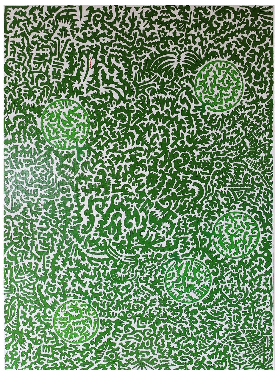 Duch přírody, 2012, olej na dřevě od Timothy Nathan Joel