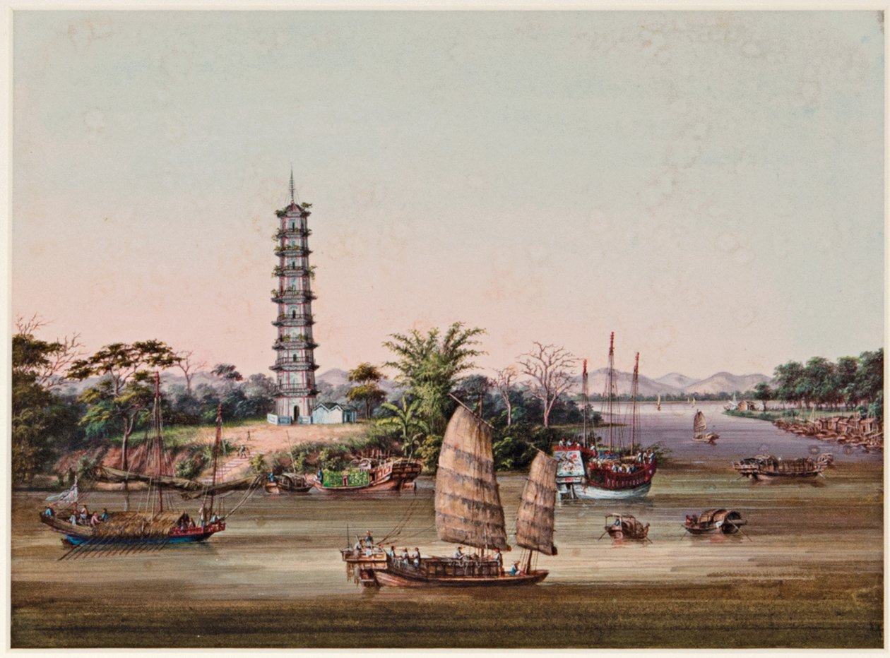 Devítipatrová pagoda Whampoa, Pearl River od Tingqua