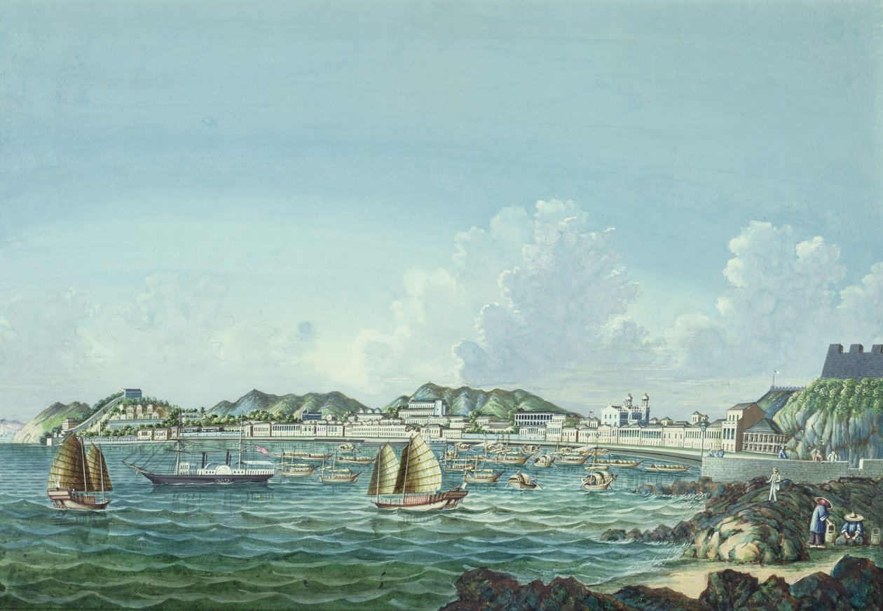 Pohled na Macao, cca 1860 (inkoust a wc na papíře) od Tinqua