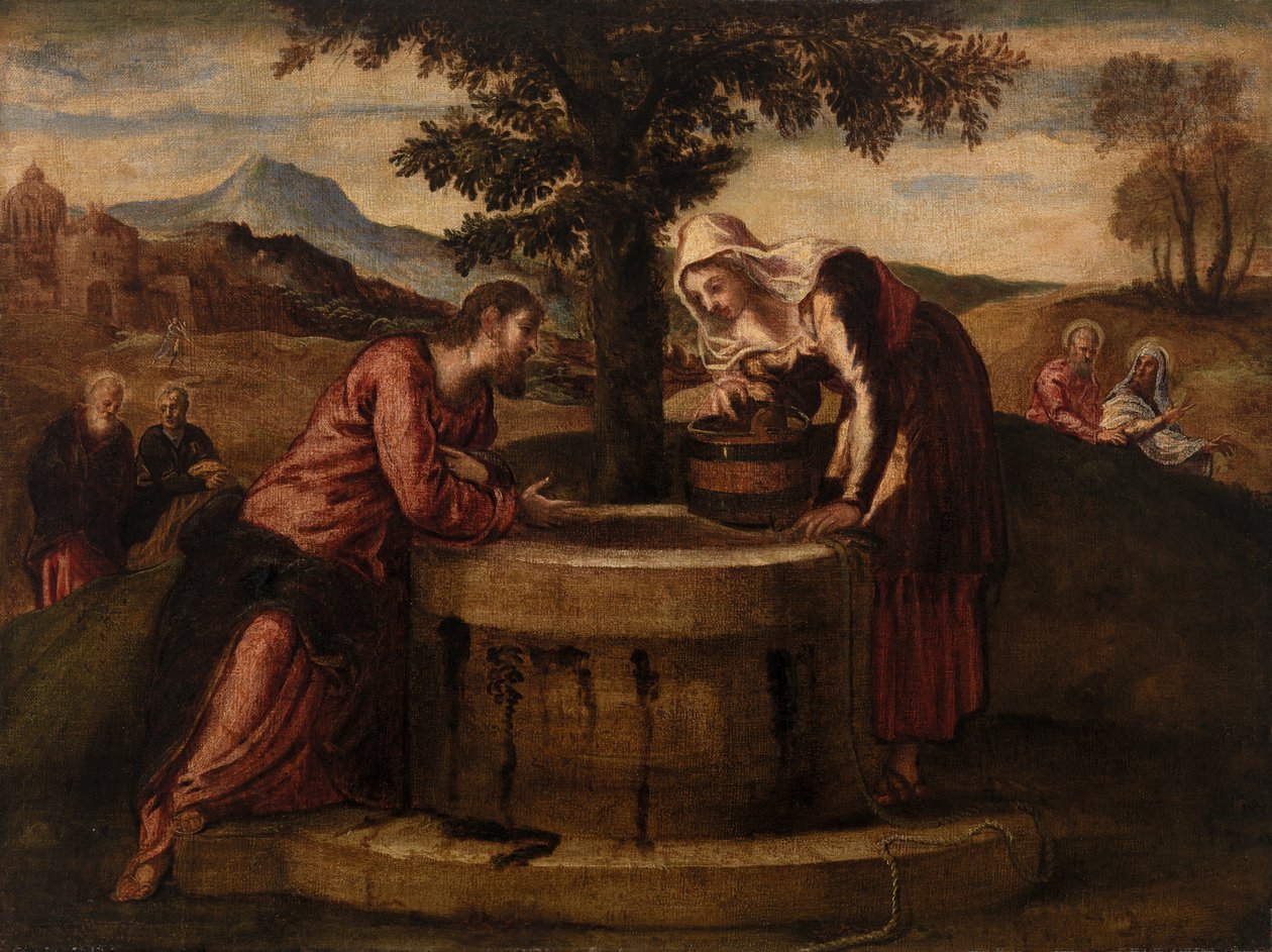 Kristus a žena Samaří od Tintoretto (Jacopo Robusti)
