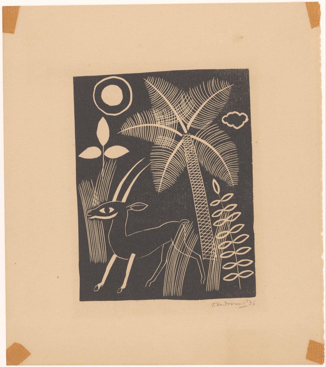 Jelen s palmou od Tinus van Doorn (signed by artist)
