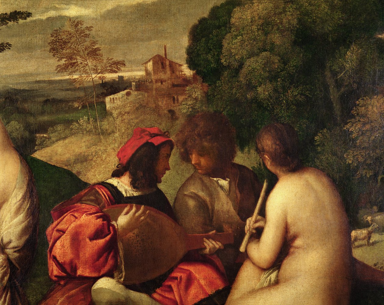 Le Concert Champetre Open-Air Concert, c.1510 detail olej na plátně z roku 18096 od Tiziano Vecelli