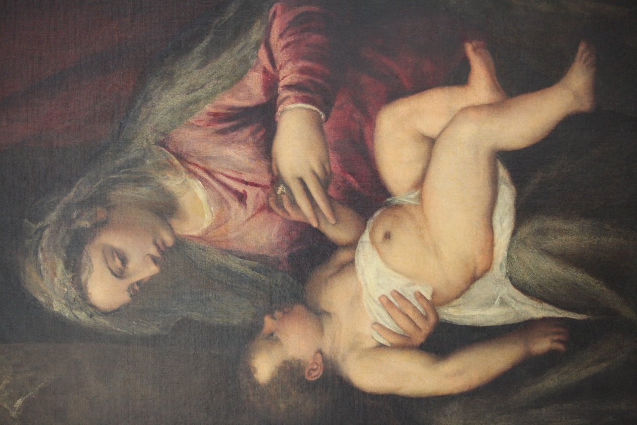 Detail Madony s dítětem od Tiziano Vecelli