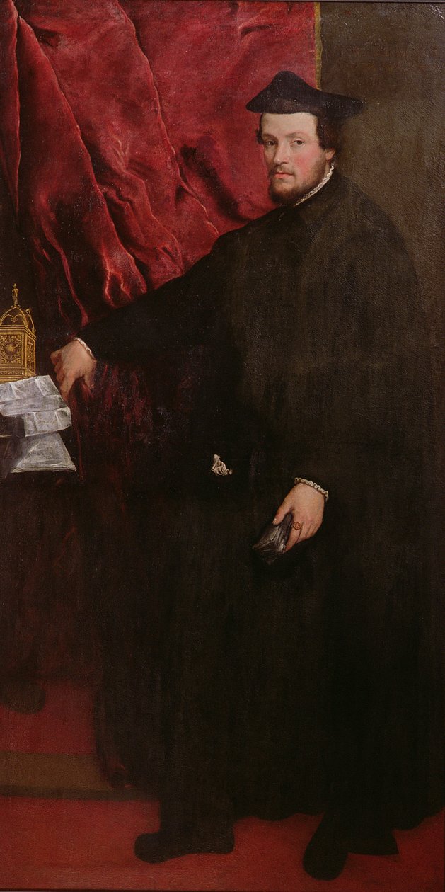Portrét Cristofora Madruzza, kardinála a biskupa z Trentu, 1552 od Tiziano Vecelli