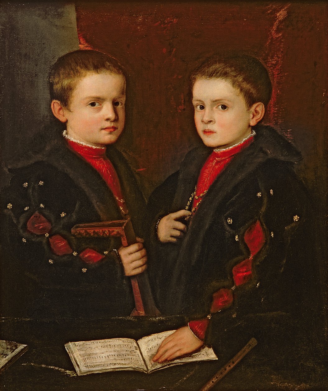 Portrét Gerolama Melchiorreho (nar. 1536) a jeho bratra Francesca Santo da Pesaro (nar. 1537), asi 1544 od Tiziano Vecelli