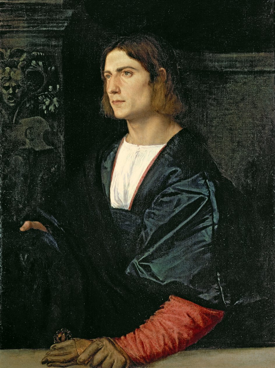 Mladý muž s čepicí a rukavicemi, kolem roku 1515 od Tiziano Vecelli