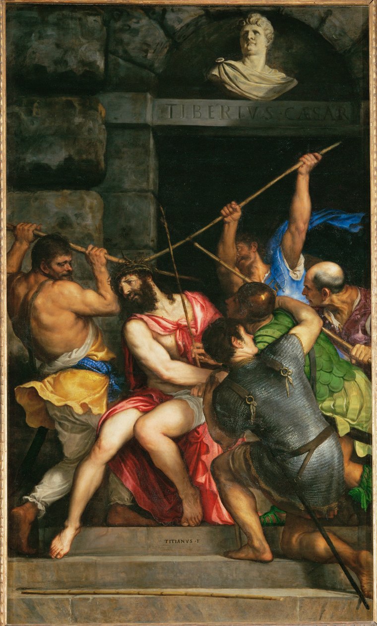Kristus korunovaný trnovou korunou... od Titian (c.1488 1576)