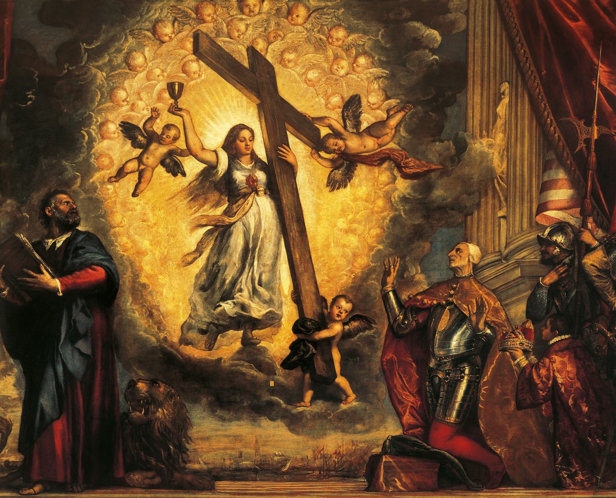 Doge Antonio Grimani klečící před Faith a svatým Markem, od Tiziana (asi 1490-1576) od Titian (c.1488 1576)