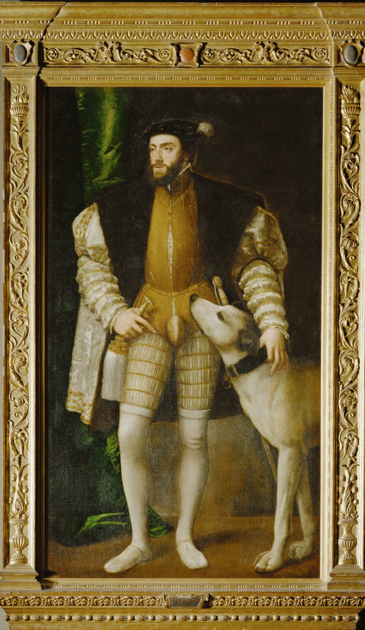 Císař Karel V. a pes ... (malba na plátně) od Titian (c.1488 1576)
