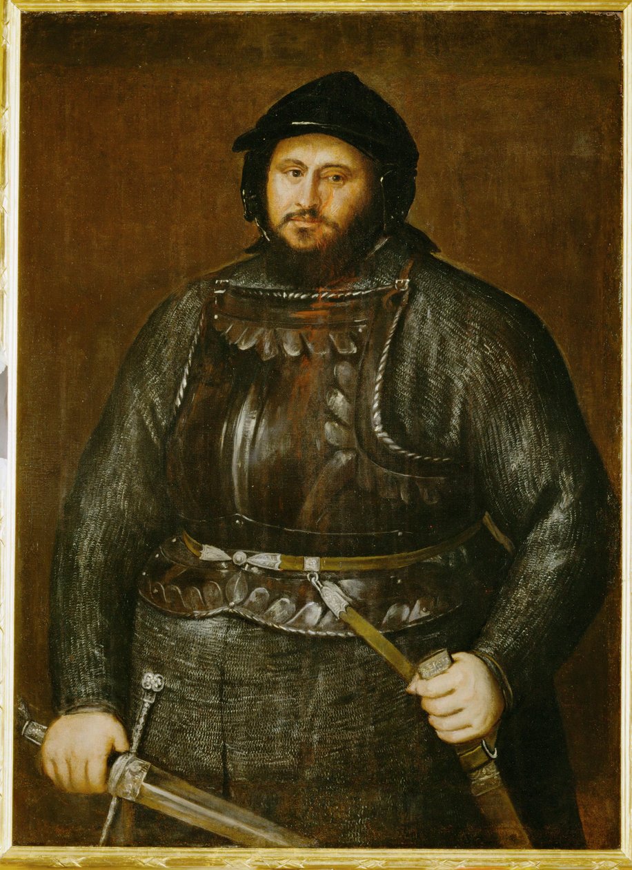 Johann Friedrich, kurfiřt saský ve zbroji ... (malba na plátně) od Titian (c.1488 1576)