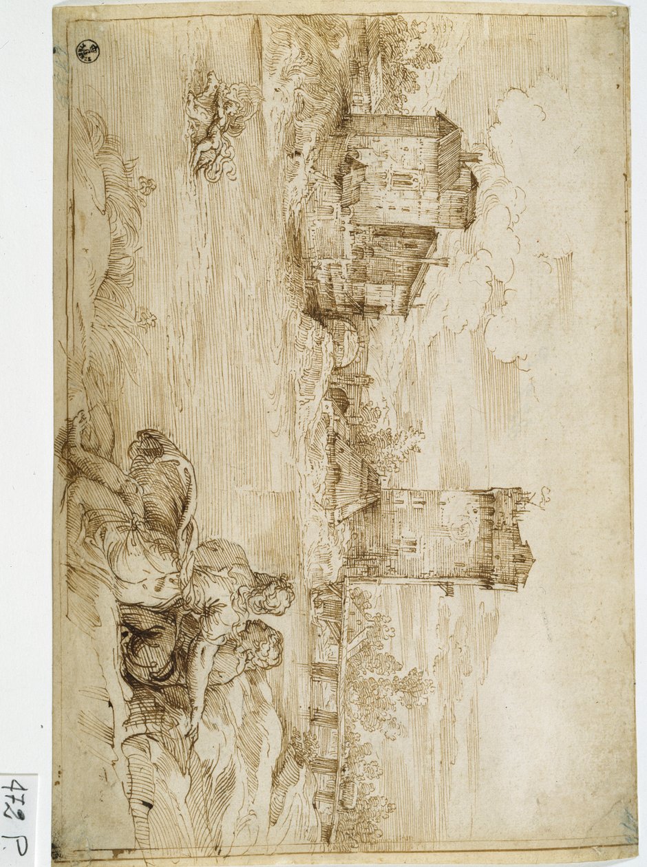 Krajina (pero a tuš na papíře) od Titian (c.1488 1576)