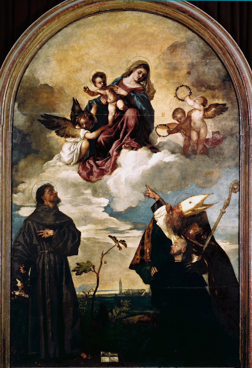 Madona ve slávě s dítětem, svatý František a Alvise a dárce Luigi Gozzi od Titian (c.1488 1576)