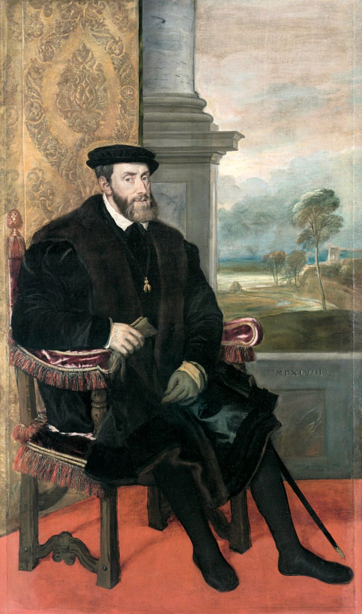 Sedící portrét císaře Karla V. od Titian (c.1488 1576)
