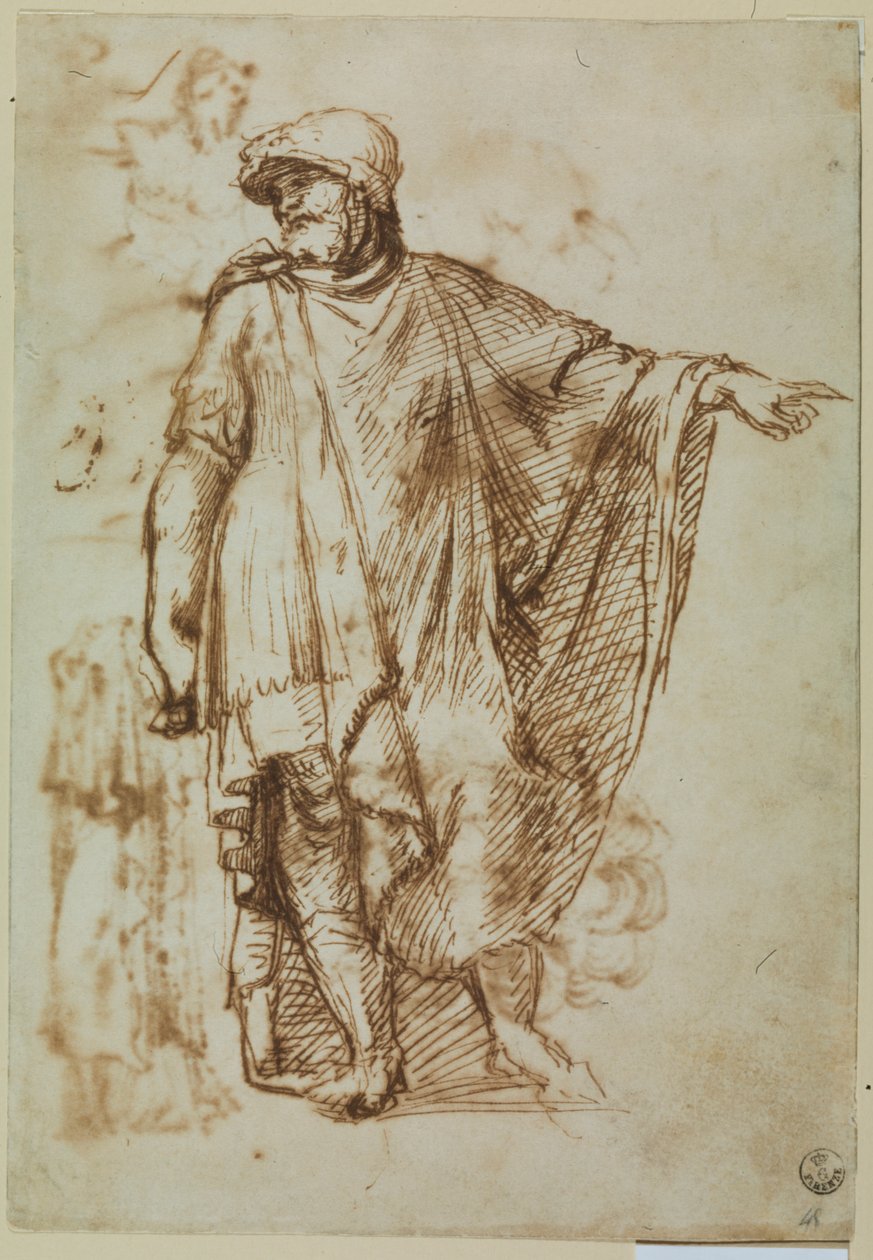 Voják s mantinelem (pero a tuš na papíře) od Titian (c.1488 1576)
