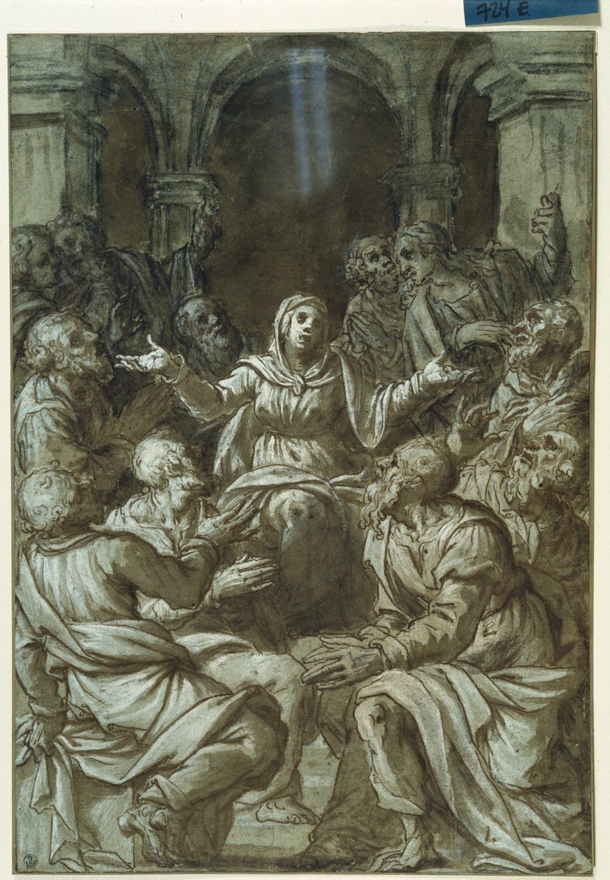 Panna Maria s apoštoly Santo Spirito ( od Titian (c.1488 1576)
