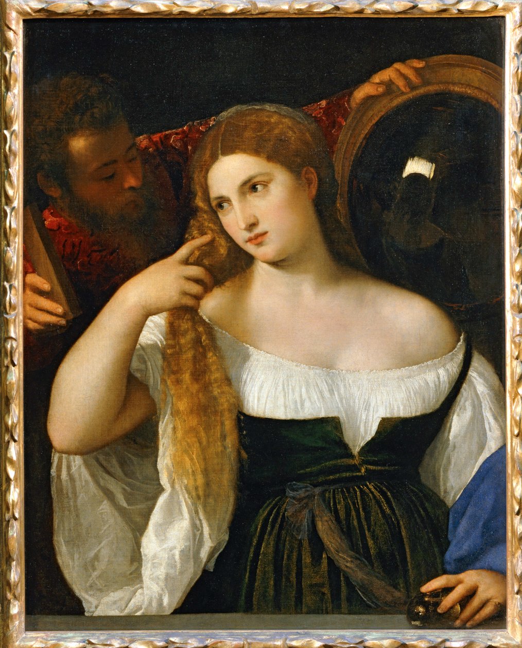 Dívka a zrcadlo ... od Titian (c.1488-1576)