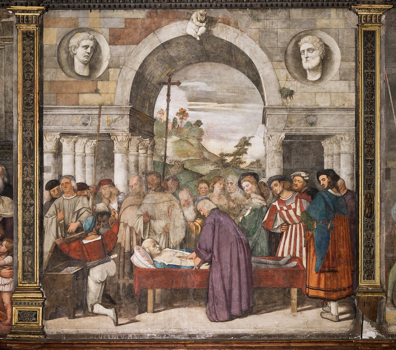 Srdce lakomce v rakvi, severní stěna, škola svatého, bazilika svatého Antonína (bazilika svatého), Padova, Itálie od Titian (c.1488 1576)