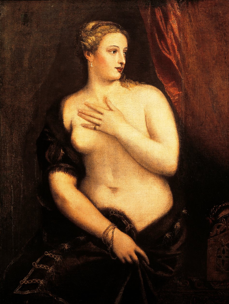 Venuše se zrcadlem od Tiziana (asi 1490-1576), olej na plátně od Titian (c.1488 1576)