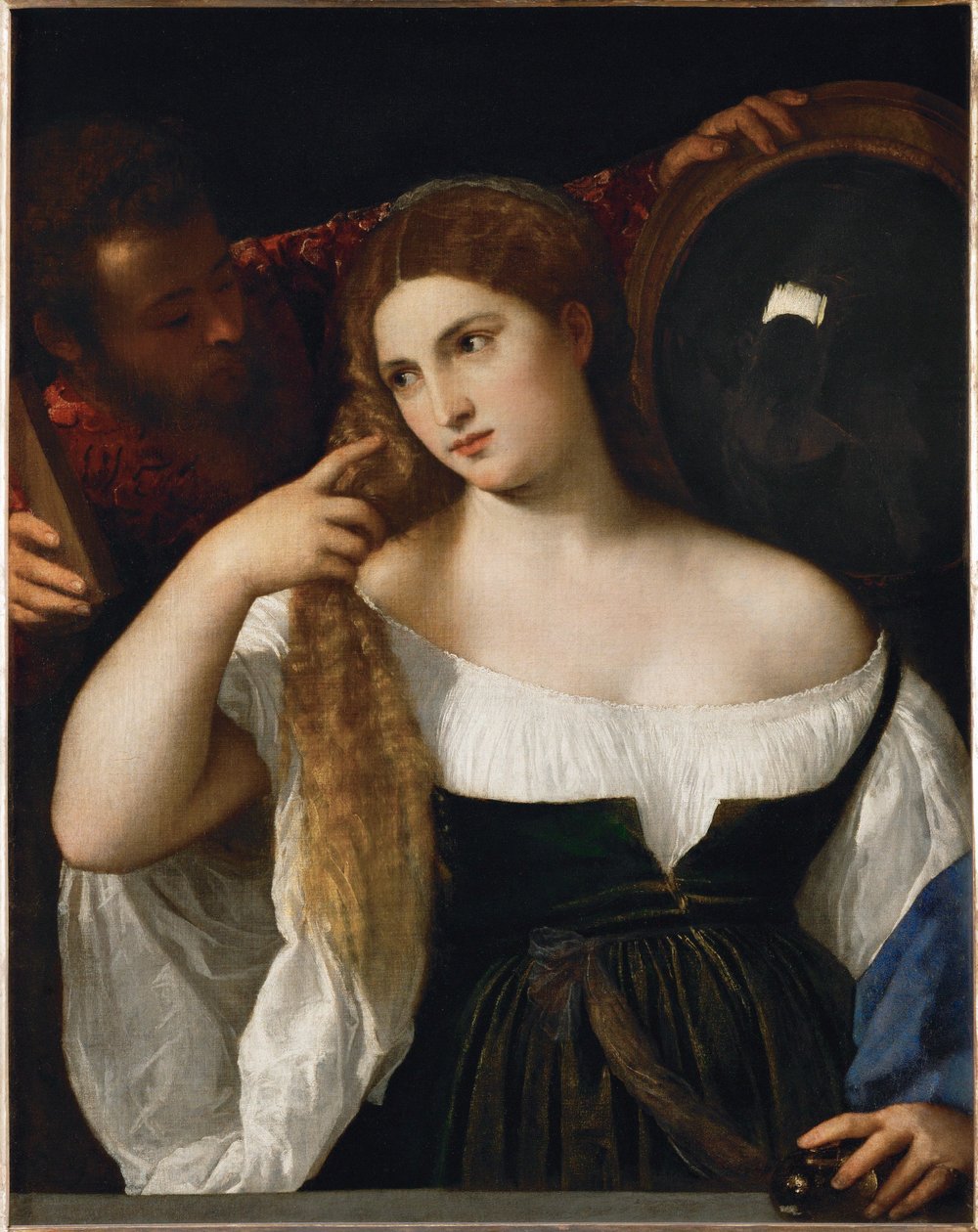 Žena se zrcadlem od Titian (c.1488 1576)