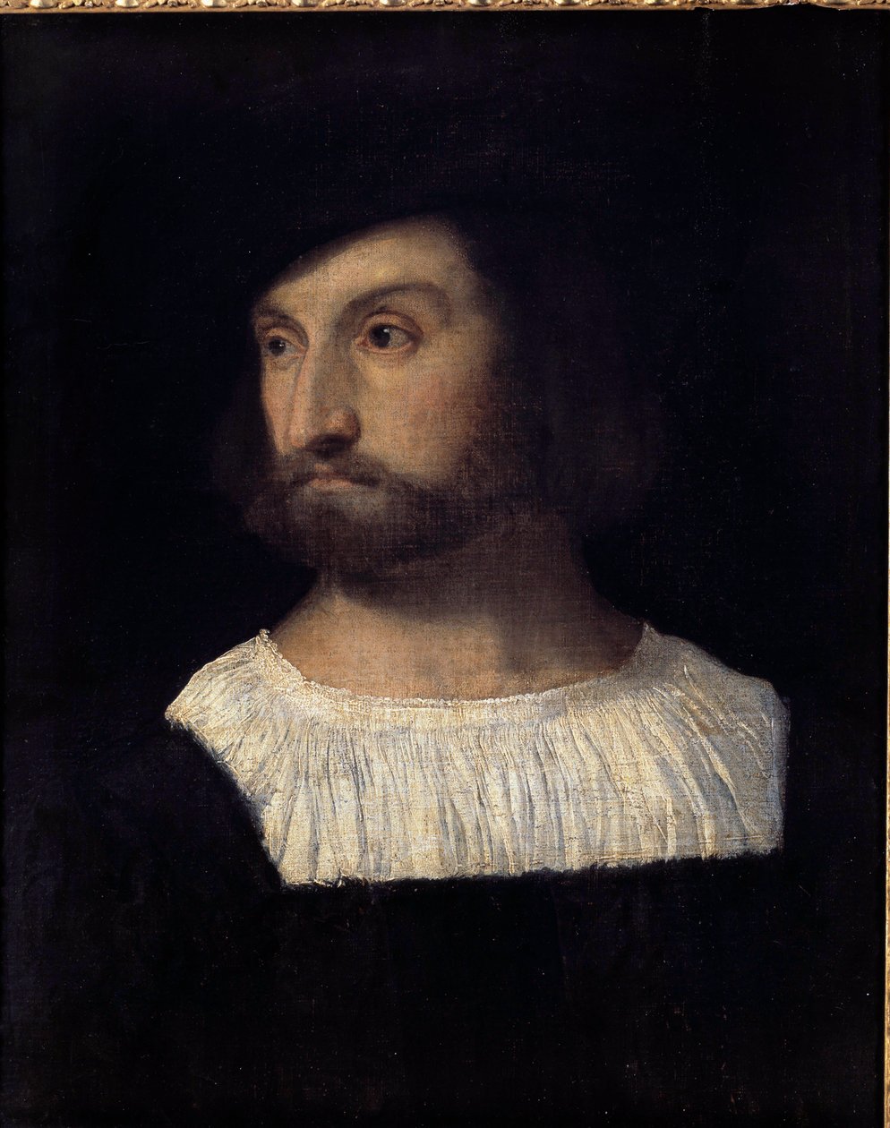 Portrét Alfonse I. z Este, vévody z Ferrary (1476-1534) Obraz připisovaný Tizianu Vecelliovi zvanému Tizian (1485-1576) 16. století. Besancon. Muzeum výtvarných umění od Titian (c.1488 1576) (attr. to)