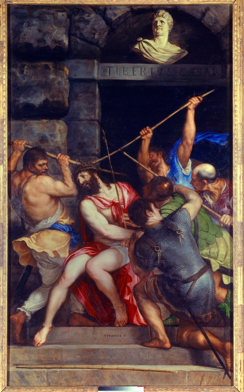 Kristův trnový věnec Obraz od Tiziana Vecellia zvaného Tizian (1485-1576) Slunce ze 16. století. 3,03x1,8m od Tiziano Vecelli