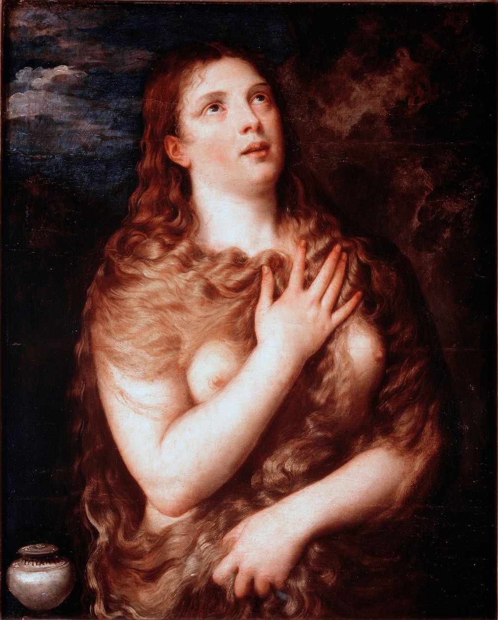 Marie Magdalena v pokání (obraz, kolem roku 1533) od Titian (c.1488 1576)