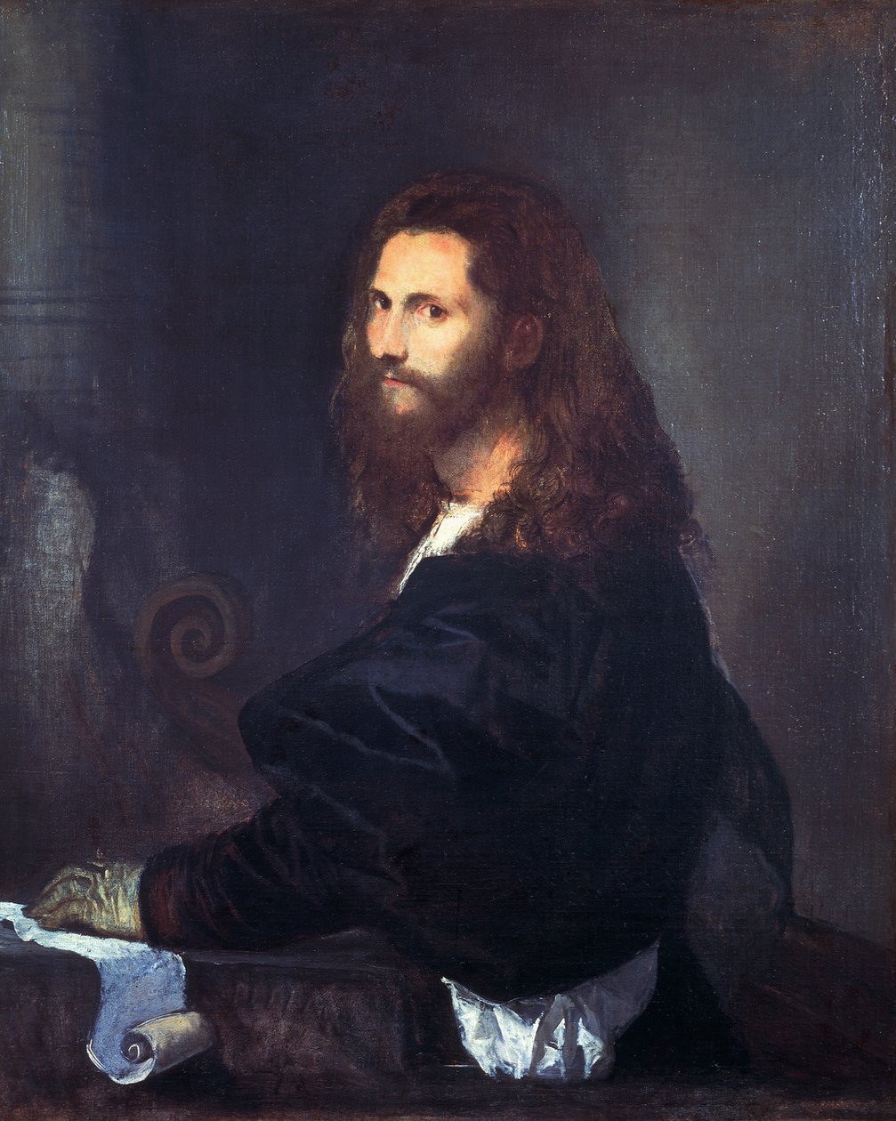 Portrét hudebníka, Tiziano Vecellio (1490-1576), olej na plátně, 82x99 cm. od Titian (c.1488 1576)