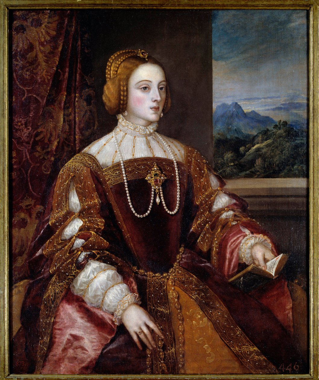 Portrét imprese Isabely Portugalské (1503-1539) Obraz Tiziana Vecellia (1485-1576) 16. století Sun. 1,17x0,98 m Madrid, muzeum Prado od Tiziano Vecelli