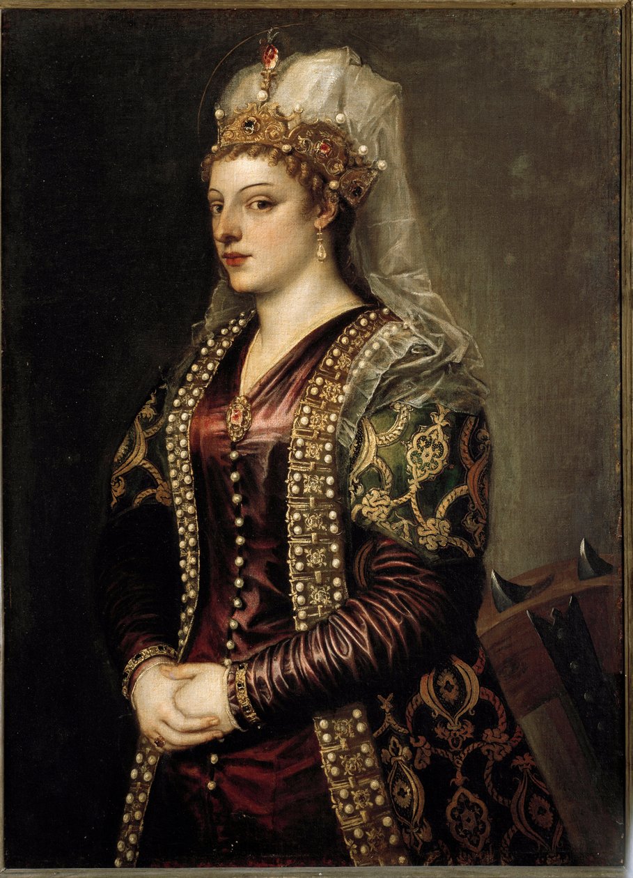Portrét kyperské královny Cateriny Cornaro jako svaté Kateřiny Alexandrijské. c.1542 (malba) od Tiziano Vecelli