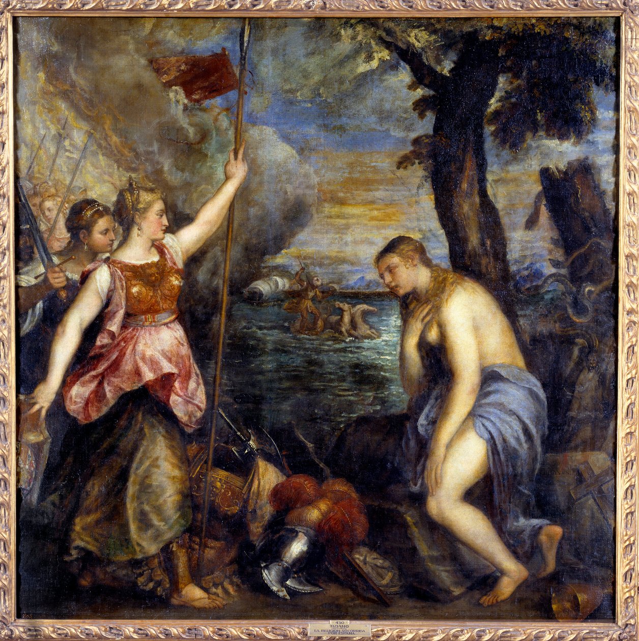 Náboženství zachráněné Španělskem. Obraz Tiziana Vecellia s názvem The Tizian (1485-1576) od Tiziano Vecelli