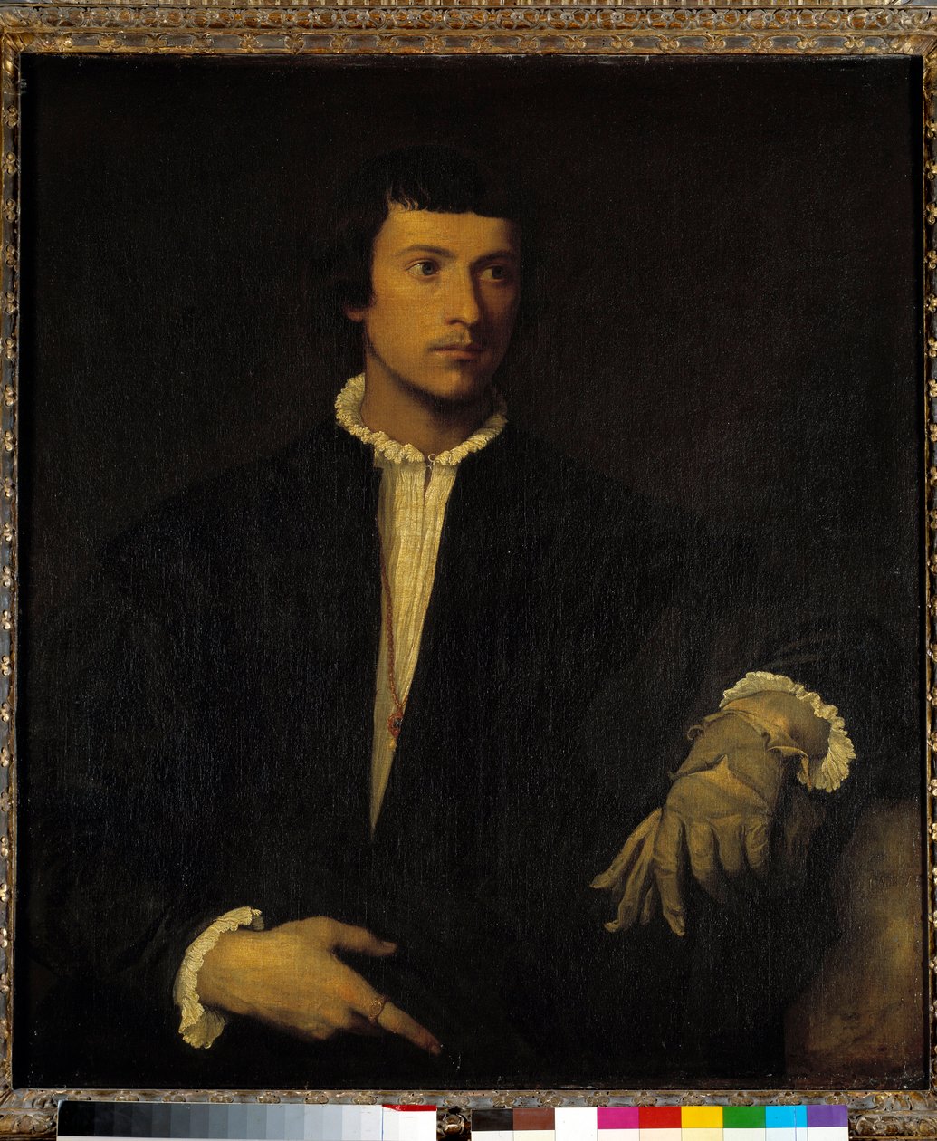 Muž s rukavicí, cca 1520 (olej na plátně) od Titian (c.1488 1576)