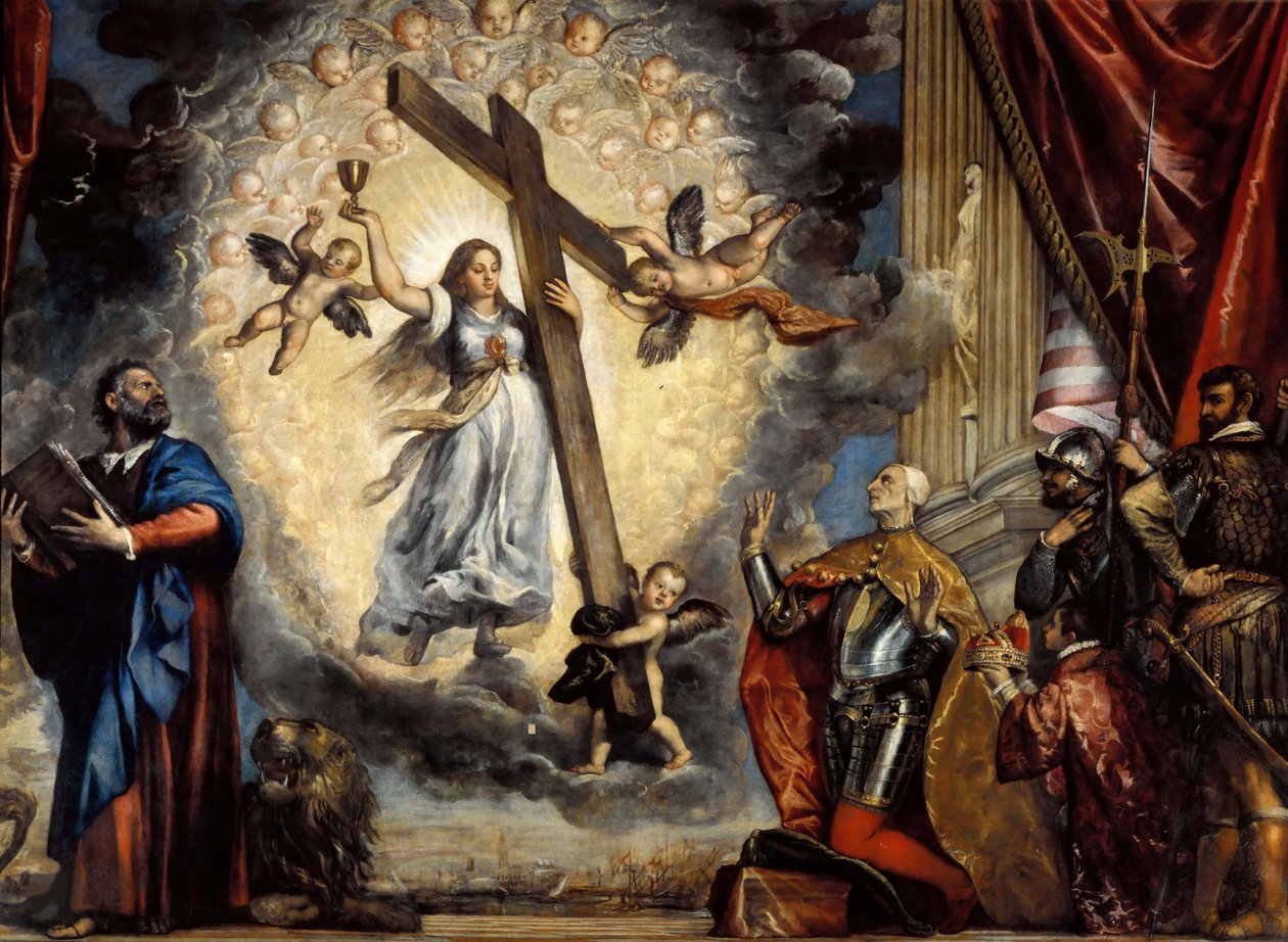 Dóže Antonio Grimani klečící před vírou, mezi 1555 a 1576. od Titian