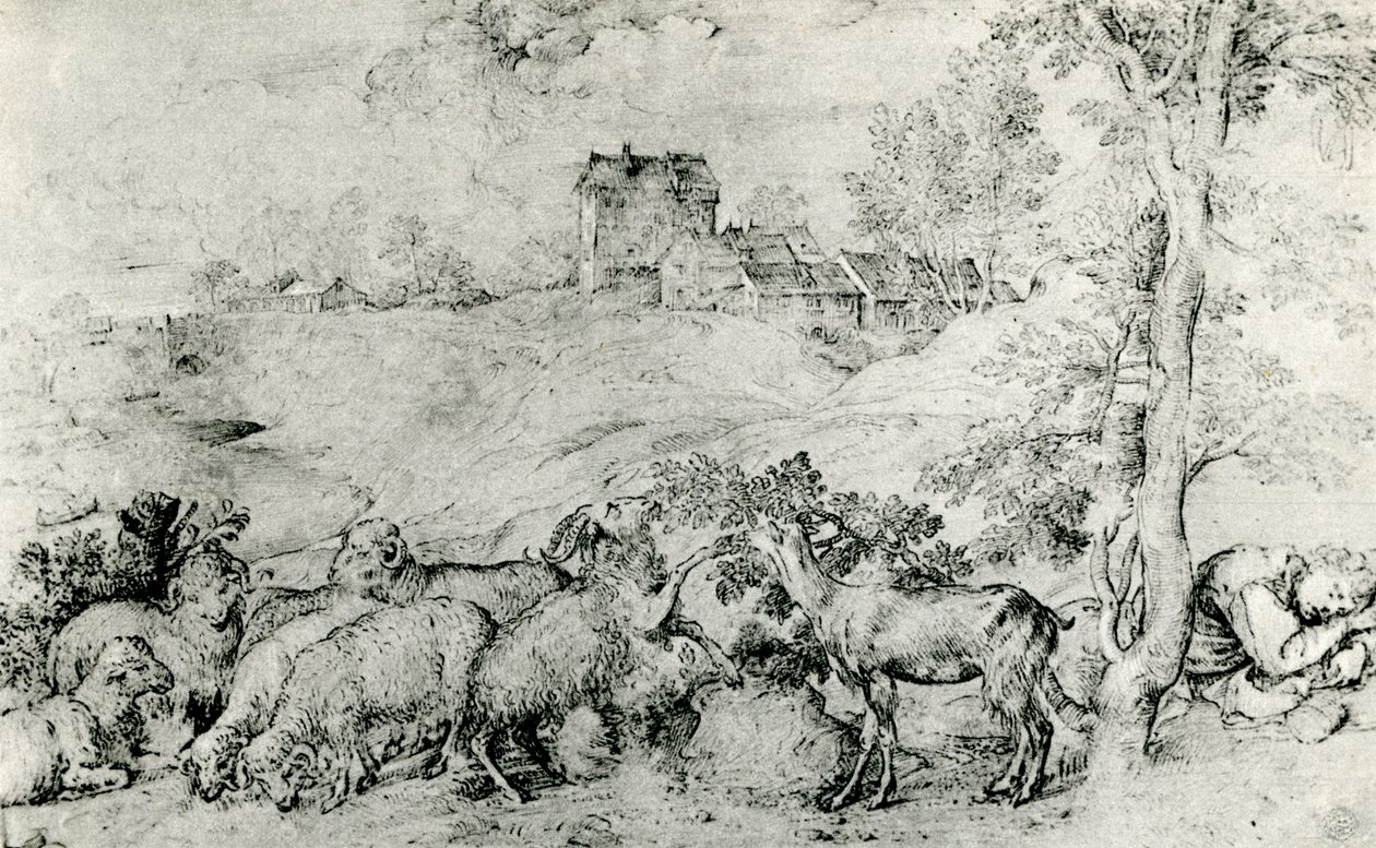 Krajina se stádem ovcí, c1520, 1937 od Tiziano Vecelli