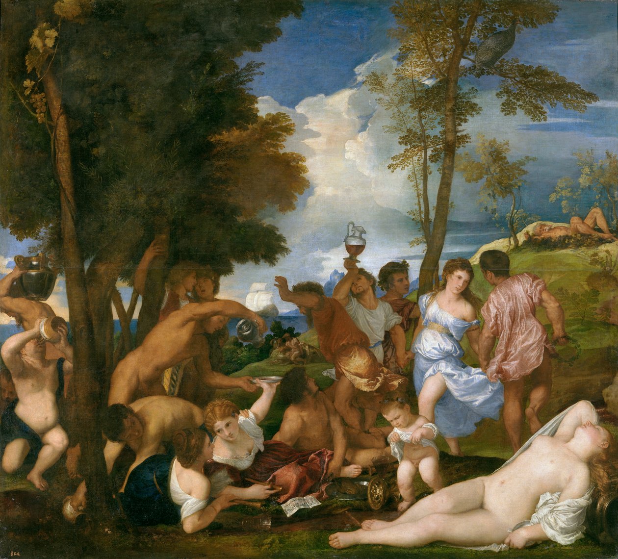 Španělština:  La bacanal de los andrios Andrijské bakchanálie od Titian