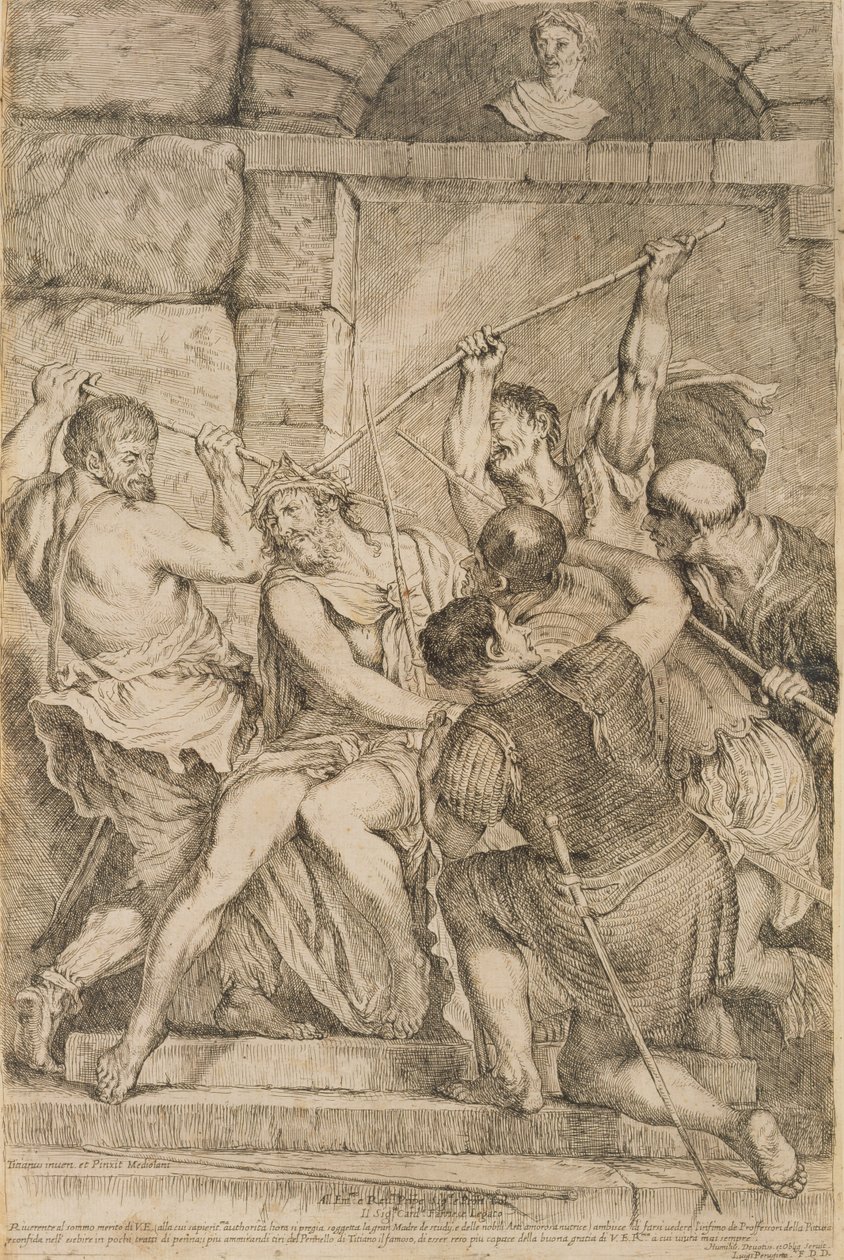 Korunování trním, vyryté Luigi Scaramucciou (1616-80) 1675 (viz 60349) od Tiziano Vecelli