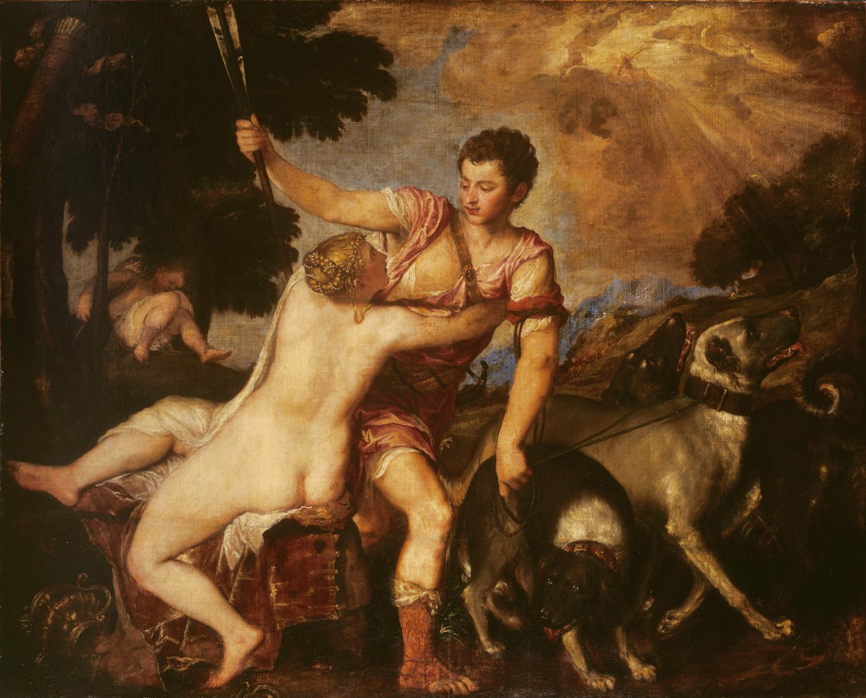 Venuše a Adonis, 1555 od Tiziano Vecelli