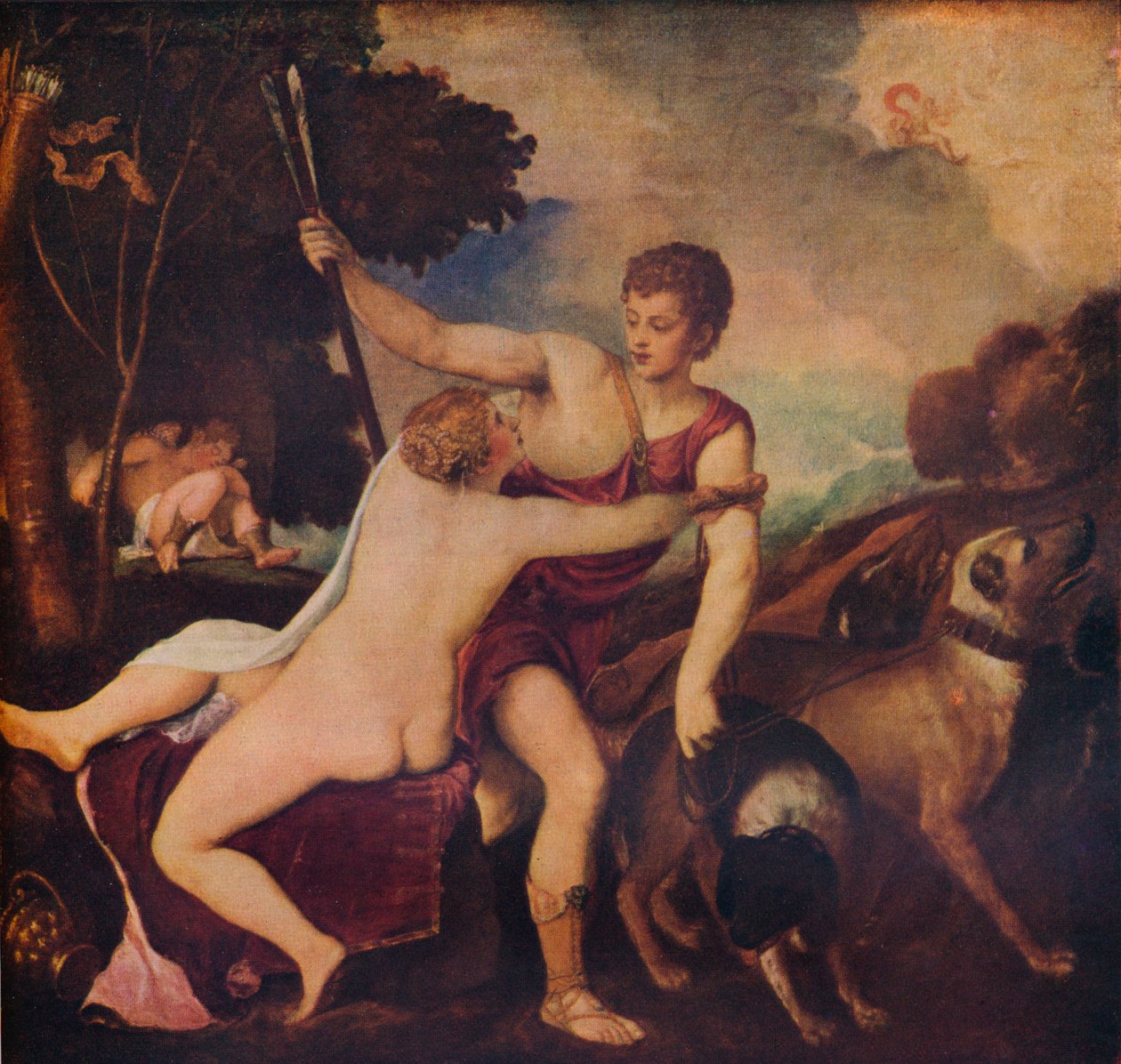 Venuše a Adonis, c1545, 1937 od Tiziano Vecelli