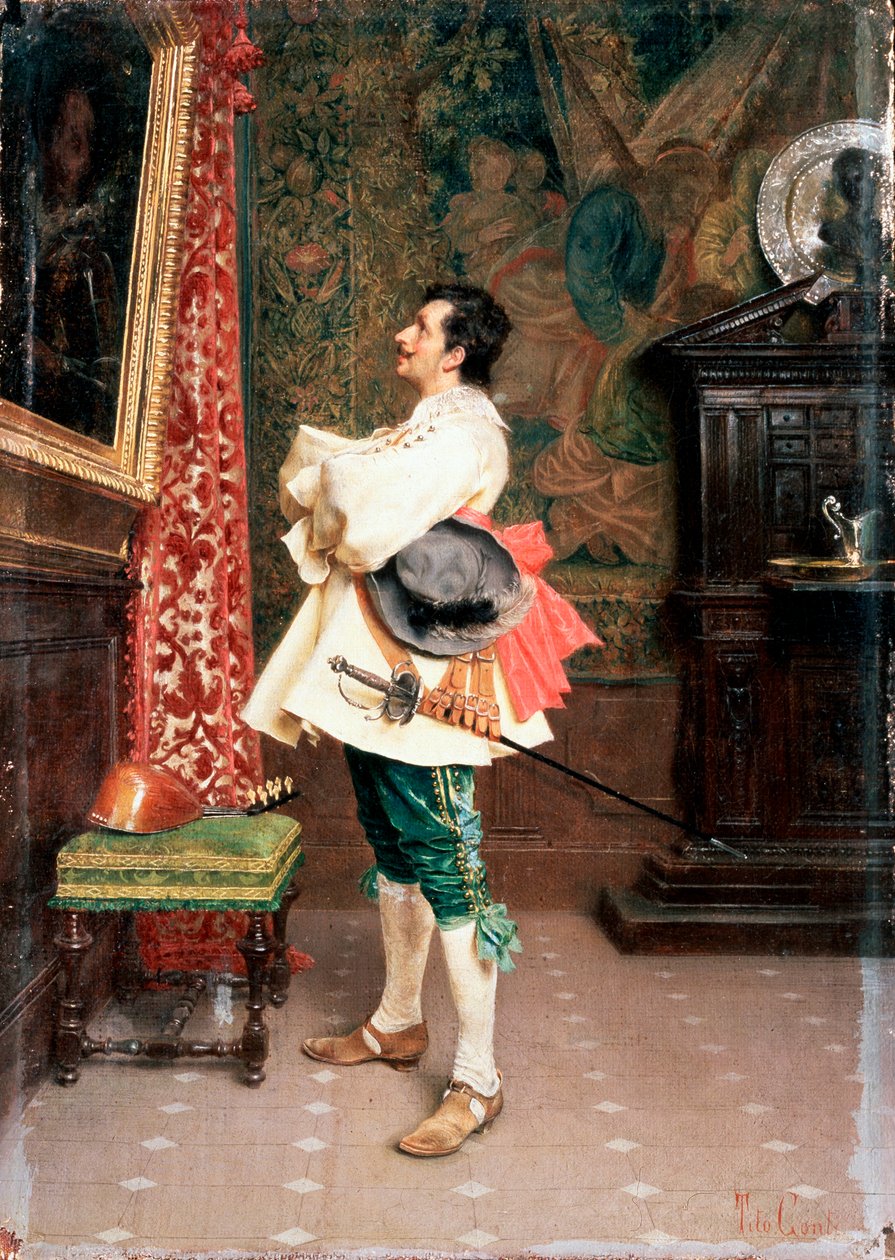 Před portrétem, c1860-1920 od Tito Conti