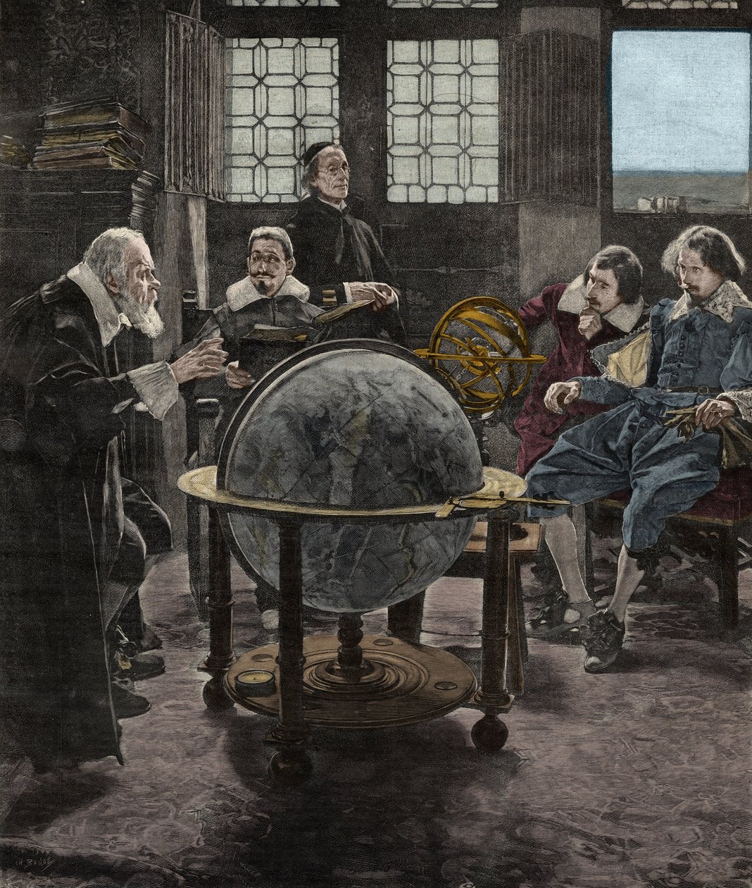 John Milton (1608-1674) navštěvující Galileo Galilei (Galilee), ve svém vězení inkvizice v Arcetri, poblíž Florencie, v roce 1640. Rytina z 19. století z obrazu T. Lessiho. od Tito Lessi