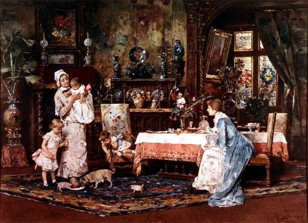 Matka a dítě v elegantním interiéru od Tito Lessi