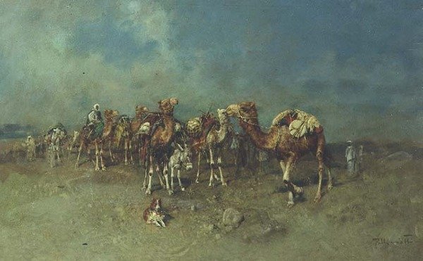 Arabská karavana od Tito Pelliciotti