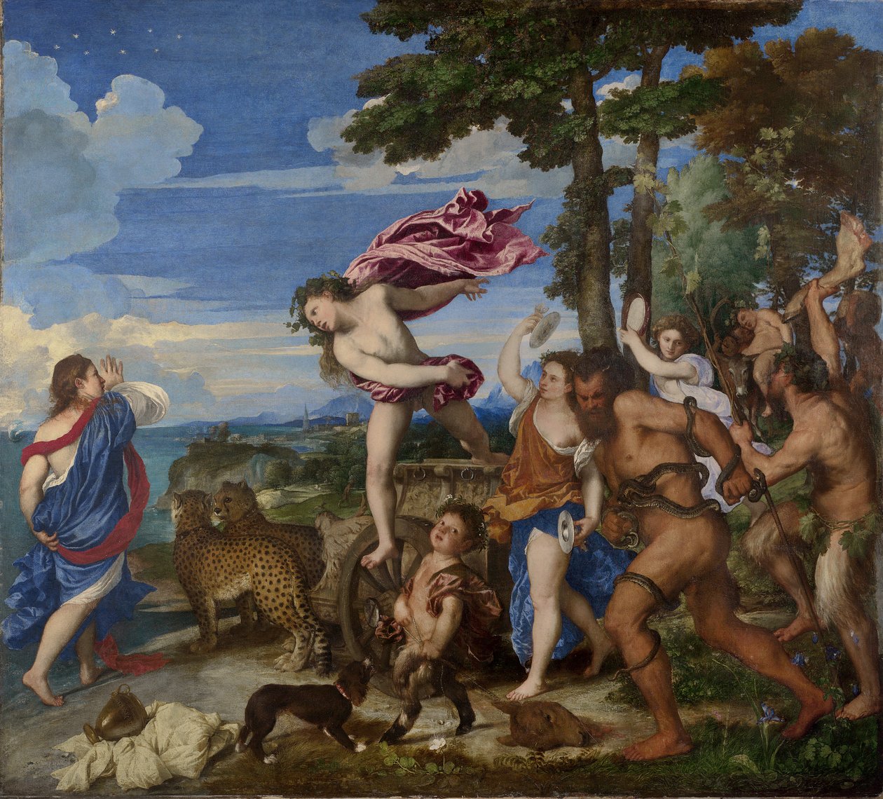 Bakchus a Ariadna, 1520-23 (před restaurováním) od Tiziano Vecelli