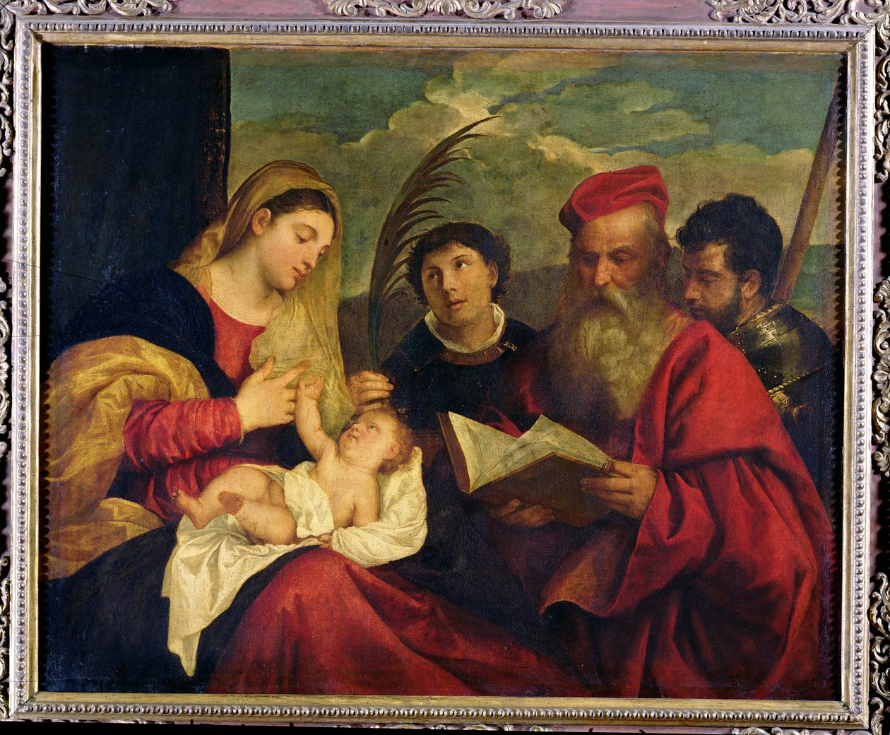 Madonna a dítě s SS. Stephen, Jerome a Maurice od Tiziano Vecelli
