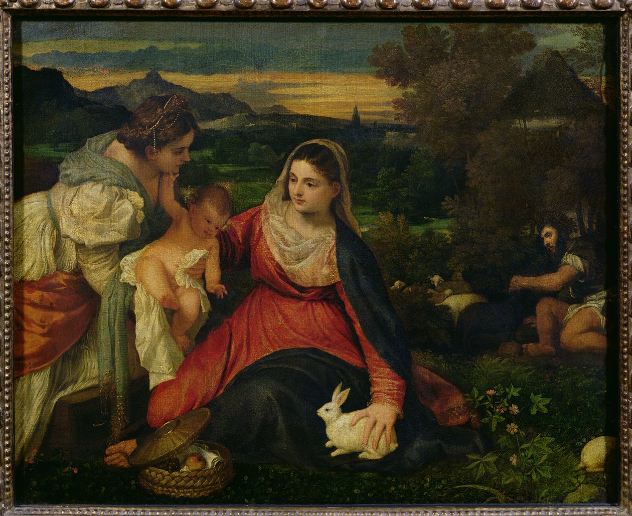 Madona s dítětem se sv. Kateřinou (Králičí panna) kolem roku 1530 od Tiziano Vecelli