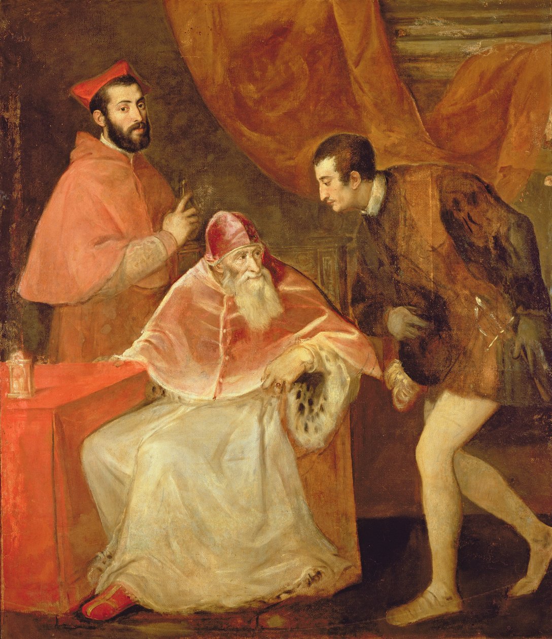 Papež Pavel III. (1468-1549) a jeho synovci, 1545 od Tiziano Vecelli