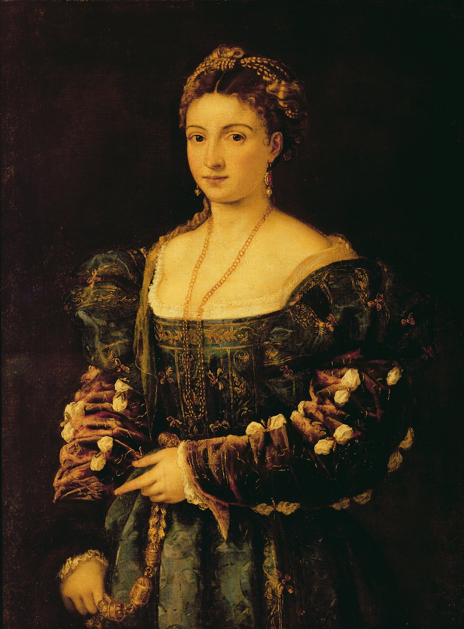Portrét ženy, zvané La Bella od Tiziano Vecelli