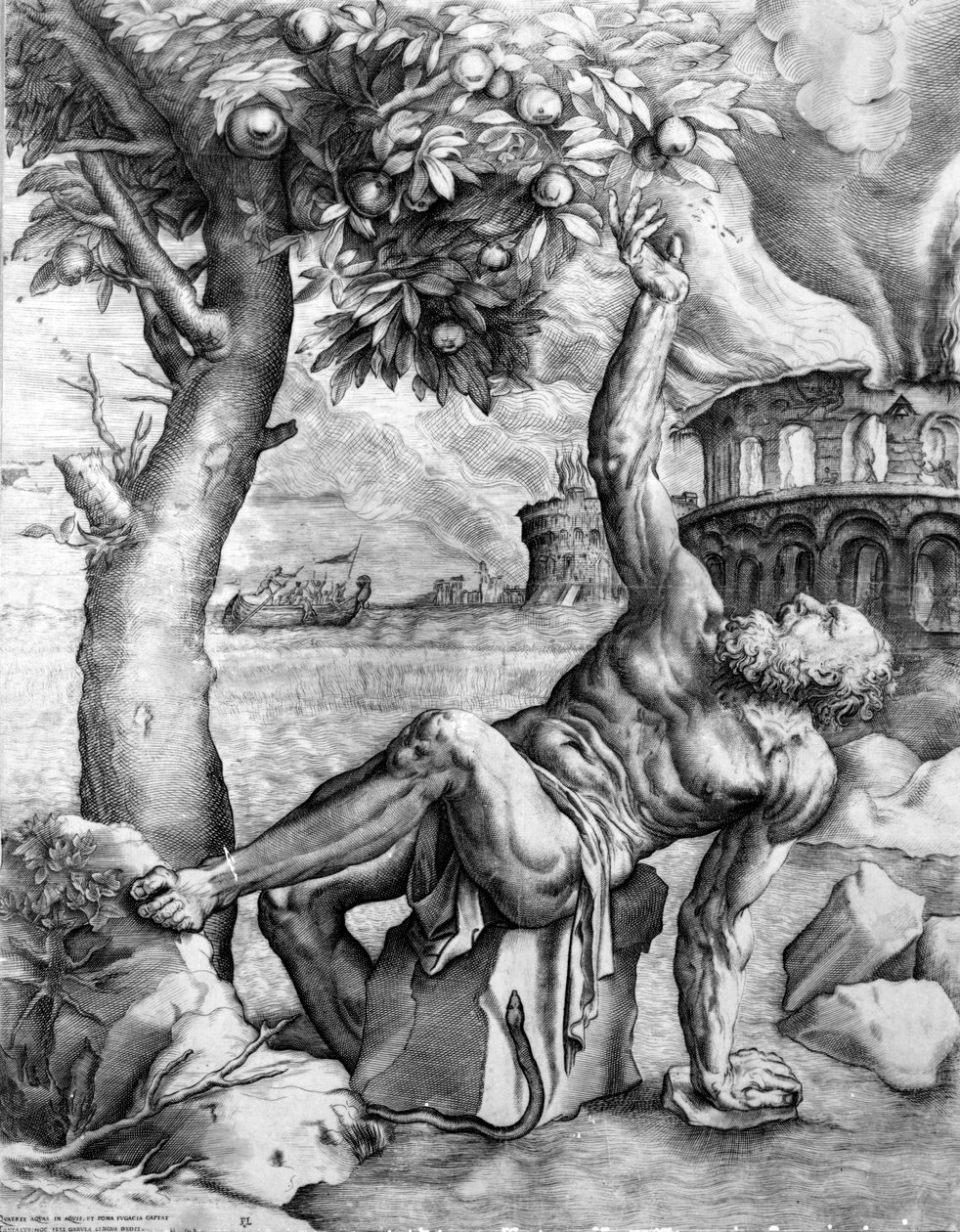 Tantalus, vyryl Giulio Sanuto, kolem 1550. let od Tiziano Vecelli