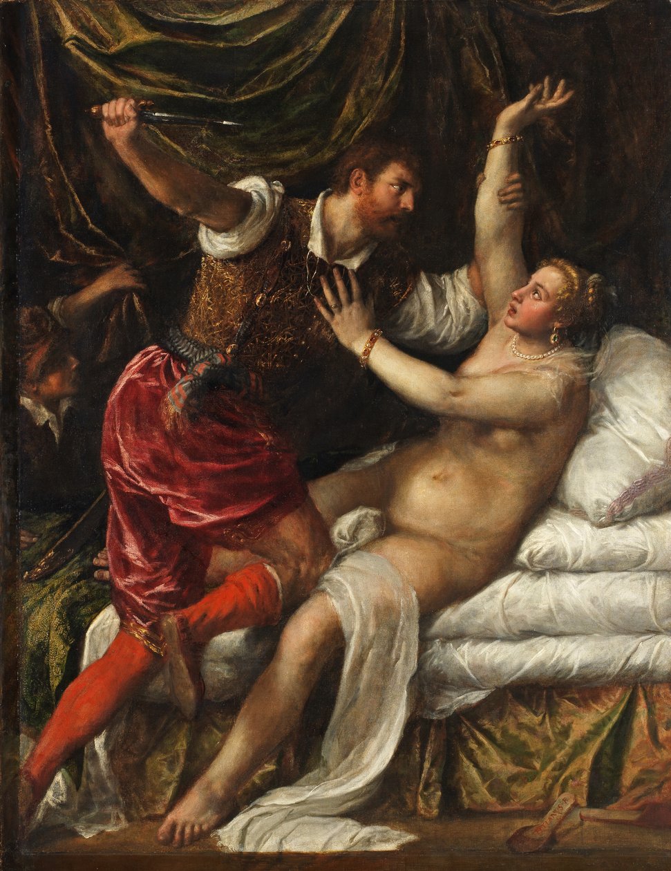 Tarquin a Lucretia, kolem 1568-76 od Tiziano Vecelli