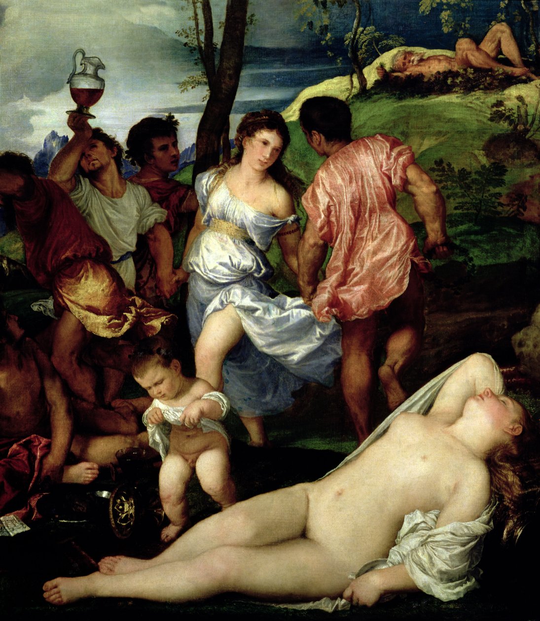 The Andrians, c.1523-4 (detail 38606) od Tiziano Vecelli